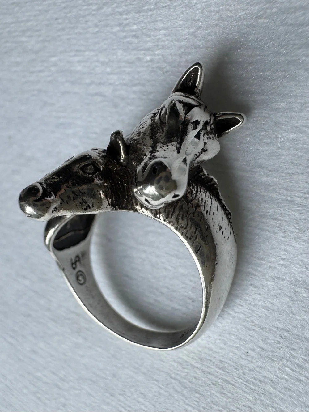 Sterling Silver 925 Horse and Mare Band Ring Size 5.5 Signed Solid 8 Grams
